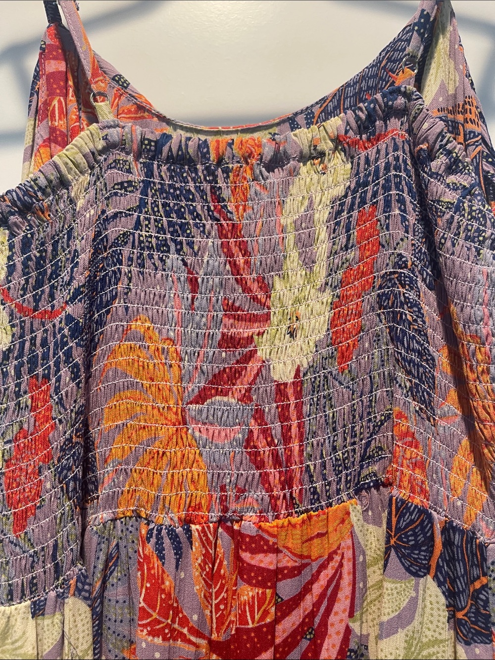 Angie Floral Maxi Dress in Orange, Blue, Yellow, Pink -flowy - tiered - -lined. - Picture 7 of 10